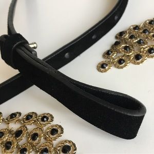 J. Crew Skinny Belt Suede Leather Black Med Ball Hook Latch Buckle-less Women's